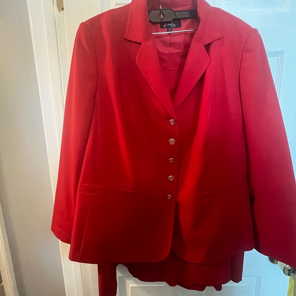 Red Women's Blazer and Skirt Set